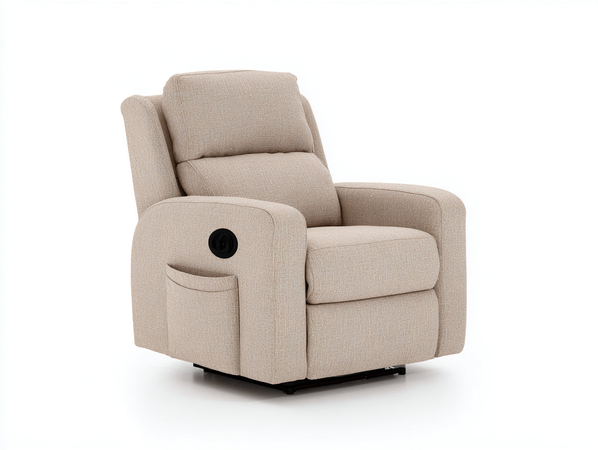 Sillones reclinables tapizados 90x92x105 cm - Beige - Bolsillo lateral - Diseño acolchado
