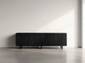 Mueble recibidor de madera 180x42x78 cm - negro - diseño moderno con 4 puertas acanaladas