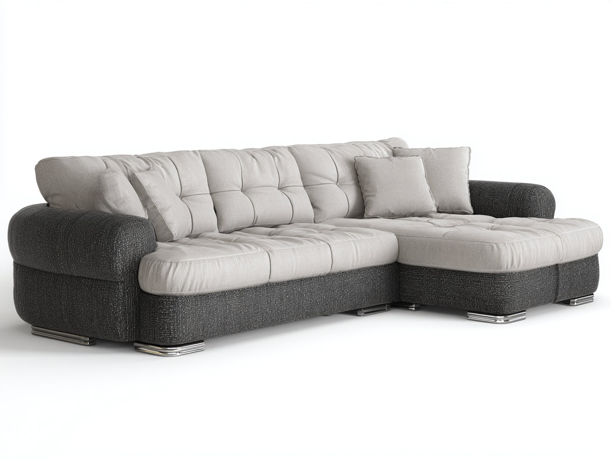 Sofás de esquina tapizados 270 x 175 x 88 cm - gris claro y gris antracita - sofá chaise longue con asiento acolchado y diseño contemporáneo