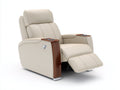 Sillones reclinables de piel sintética 105x100x110 cm - beige-marrón - sillón individual con reposapiés extensible y portavasos