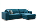 Sofás de esquina tapizados 255 x 170 x 88 cm - azul petróleo - sofá chaise longue con acolchado capitoné y diseño contemporáneo