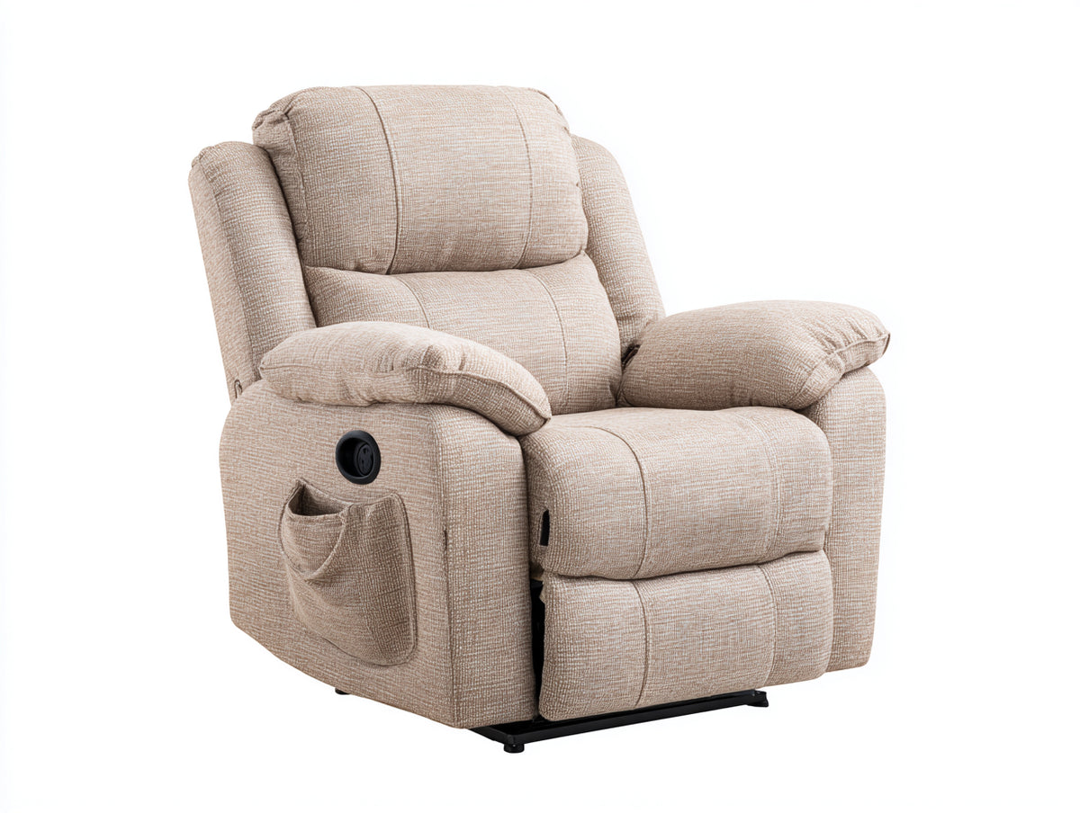 Sillones reclinables tapizado 98x92x105 cm - beige - diseño moderno con reposapiés y bolsillo lateral