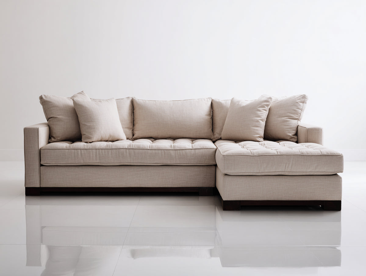 Sofás de esquina tapizados 250x165x88 cm - Beige - Chaise longue integrada - Diseño contemporáneo