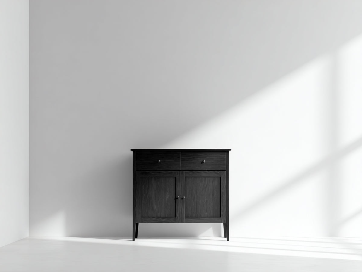 Mueble recibidor de madera 90 x 40 x 100 cm - negro - mueble recibidor con 2 puertas 2 cajones y patas elevadas de diseño clásico