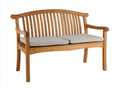 Bancos de jardín de madera 135 x 62 x 90 cm - madera natural y beige claro - banco de 2 plazas con respaldo curvo de listones y reposabrazos
