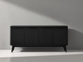 Mueble recibidor de madera 160 x 40 x 85 cm - negro - aparador recibidor con 4 puertas y patas elevadas de diseño moderno
