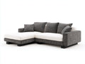 Sofás de esquina tapizados 245x170x85 cm - Blanco-Gris oscuro - Chaise longue integrada - Diseño contemporáneo