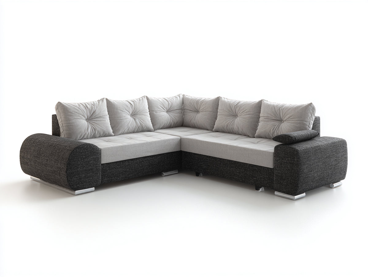 Sofás de esquina tapizado 280x220x88 cm - gris claro-gris oscuro - diseño moderno con estructura en L