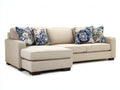 Sofás de esquina de tela 285x165x85 cm - beige - sofá con chaise longue y patas de madera oscura