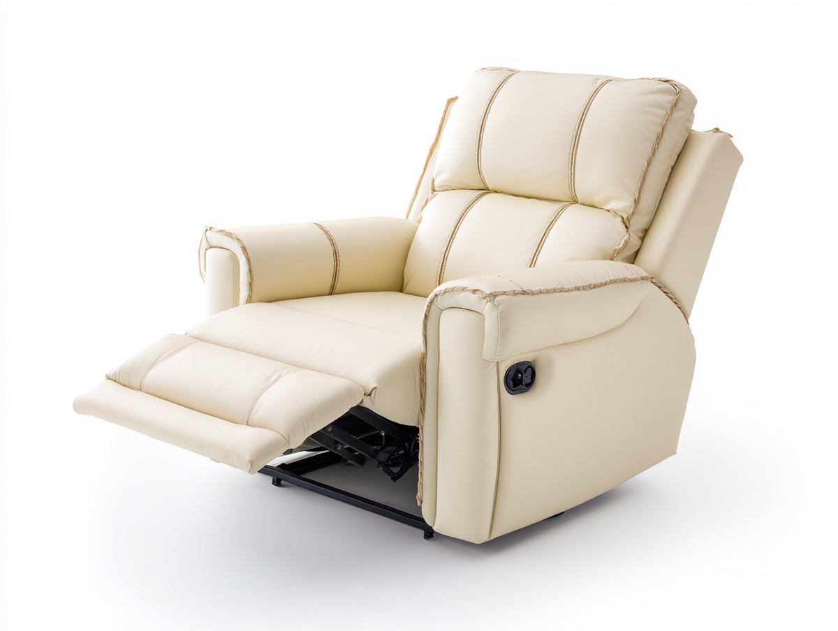 Sillones reclinables tapizado 96x90x105 cm - beige - diseño moderno con reposapiés extensible