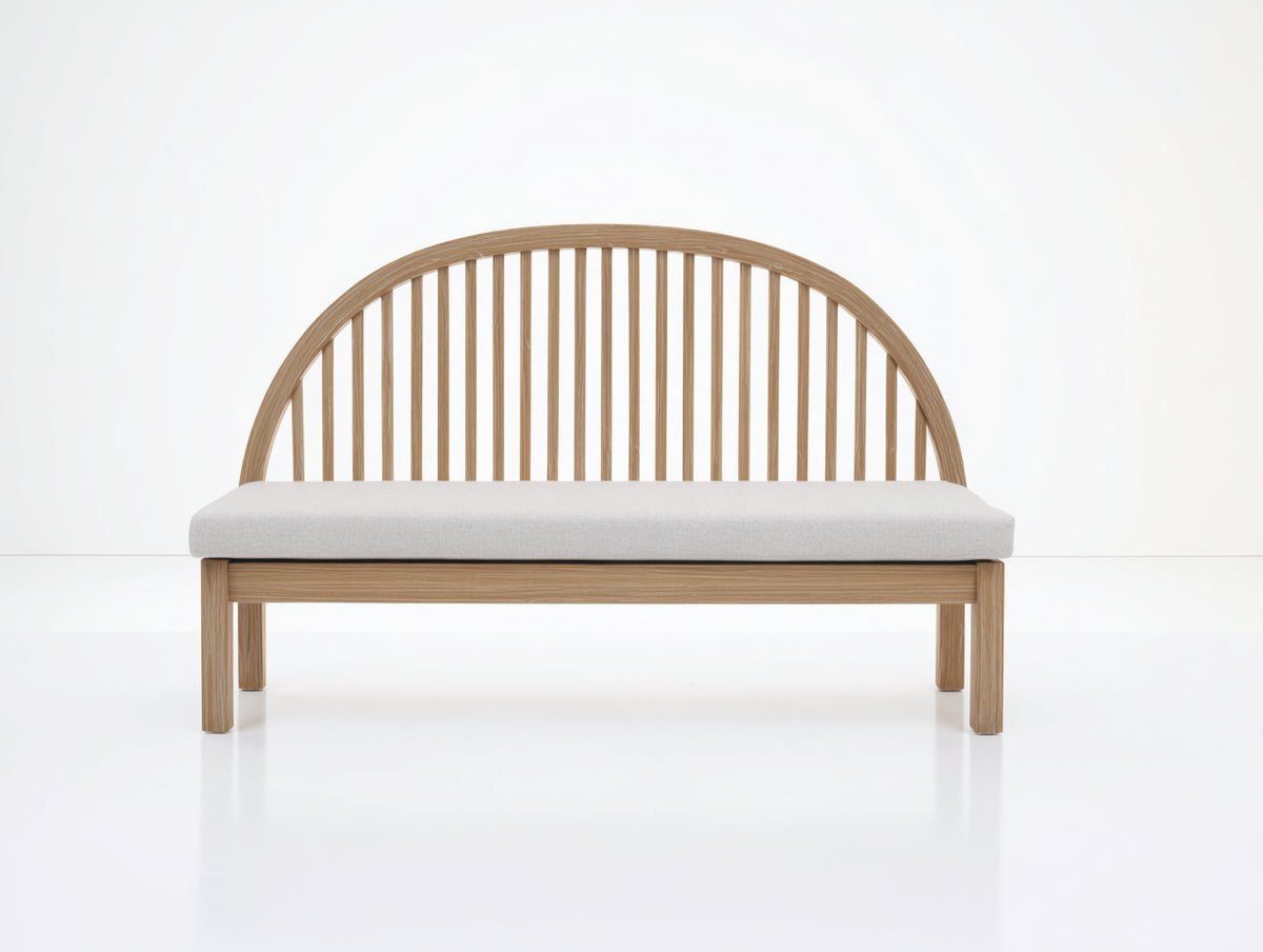 Bancos de jardín de madera 150x65x95 cm - beige-marrón natural - banco de dos plazas con respaldo arqueado