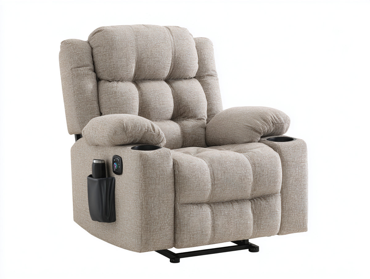Sillones reclinables tapizado 100x94x108 cm - beige - diseño moderno con reposapiés y portavasos