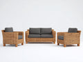 Sofás de exterior de ratán 170x85x80 cm - Marrón-Gris oscuro - Con 2 sillones - Diseño contemporáneo