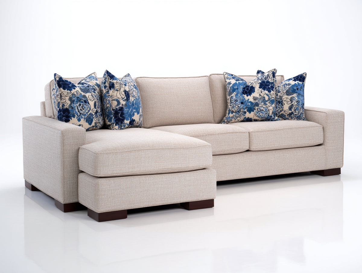Sofás de esquina tapizados 260x170x88 cm - Beige - Chaise longue integrada - Diseño contemporáneo
