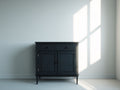 Mueble recibidor de madera 90 x 40 x 105 cm - negro - mueble recibidor con 2 puertas 2 cajones y patas elevadas de diseño clásico
