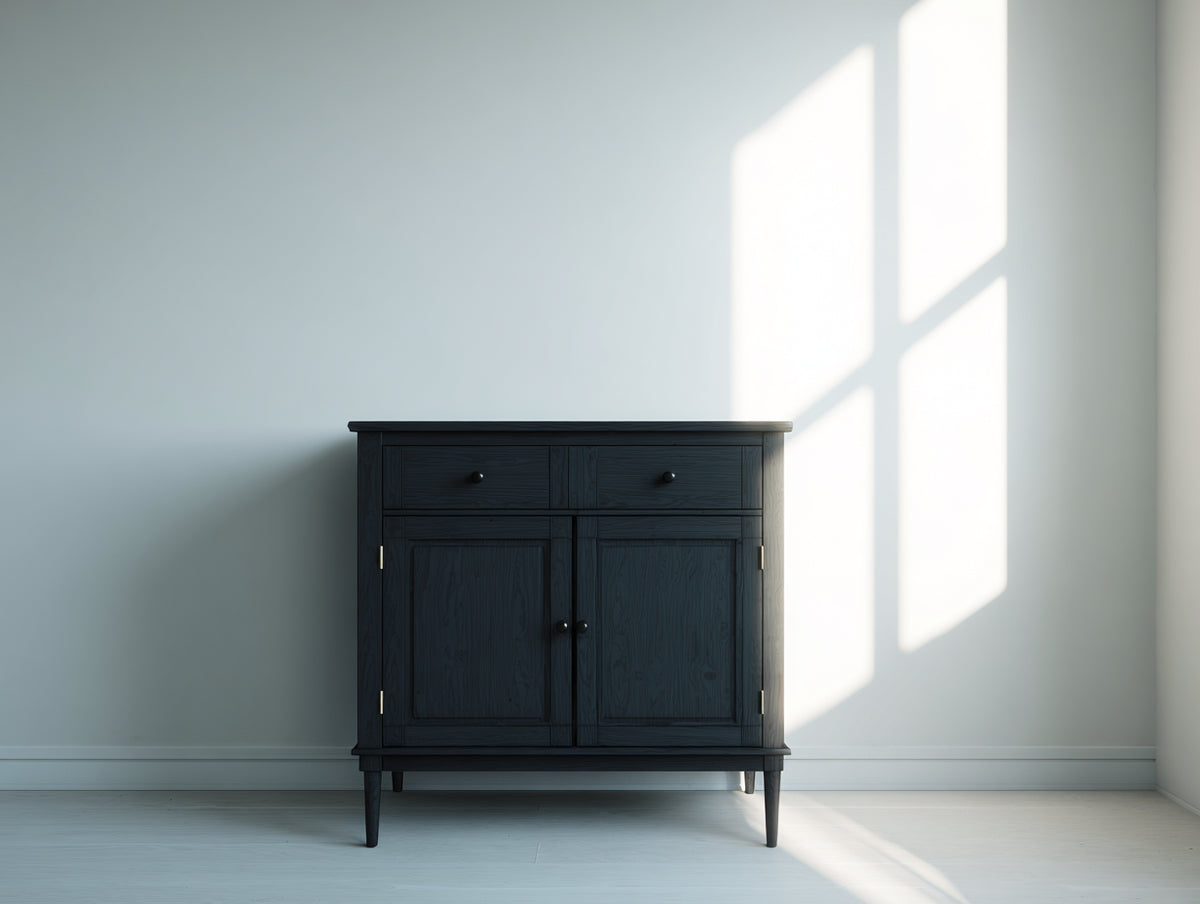 Mueble recibidor de madera 90 x 40 x 105 cm - negro - mueble recibidor con 2 puertas 2 cajones y patas elevadas de diseño clásico