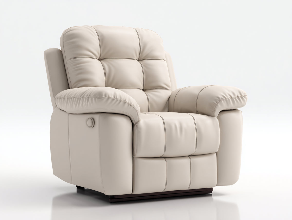Sillones reclinables de piel sintética 100x95x105 cm - beige - sillón acolchado con respaldo alto y reposapiés extensible