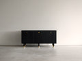 Mueble recibidor de madera 120x40x80 cm - negro - diseño moderno con 3 puertas y detalles dorados