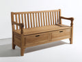 Bancos de jardín de madera 160x62x92 cm - madera natural - diseño clásico con 2 cajones de almacenamiento