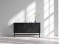 Mueble recibidor de madera 140x42x85 cm - negro - diseño moderno con 2 puertas y 3 cajones