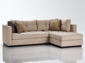 Sofás de esquina tapizados 245 x 165 x 85 cm - beige claro y marrón oscuro - sofá chaise longue con asiento acolchado y diseño contemporáneo
