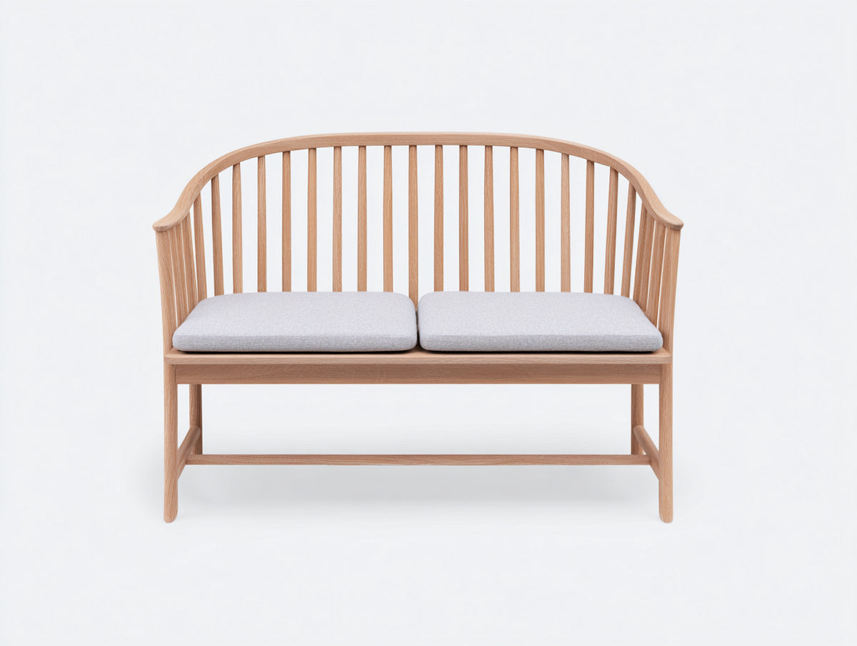 Bancos de jardín de madera 150x65x90 cm - Madera natural-Gris claro - Asiento acolchado - Diseño clásico