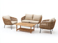 Sofás de exterior de ratán 170x85x80 cm - Marrón-Beige-Negro - Con 2 sillones y mesa de centro - Diseño contemporáneo