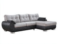 Sofás de esquina de tela 285x170x88 cm - gris claro-negro - sofá con chaise longue y patas metálicas