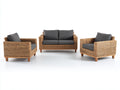 Sofás de exterior de ratán 180x82x78 cm - gris oscuro-marrón natural - conjunto con dos sillones