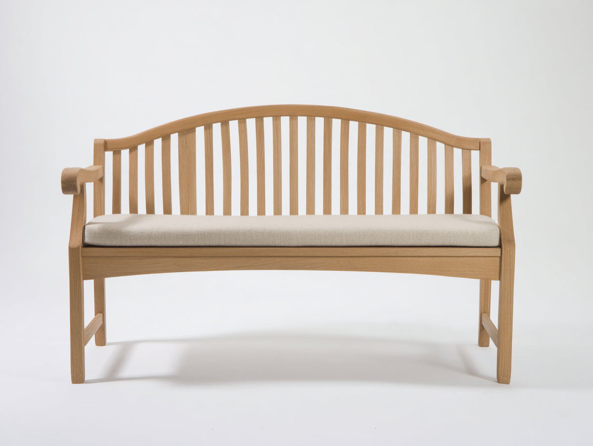 Bancos de jardín de madera 150x62x92 cm - marrón natural-beige - banco de dos plazas con respaldo curvo y reposabrazos